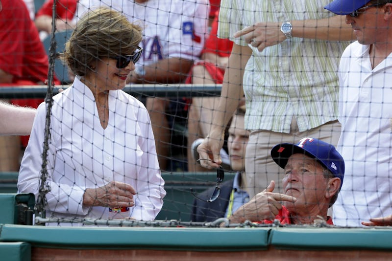 Former President George W. Bush and wife Laura attended Game 1 of the American League Division Series between the Toronto Blue Jays and the Texas Rangers last week at Globe Life Park in Arlington.&nbsp;Ronald Martinez/Getty Images