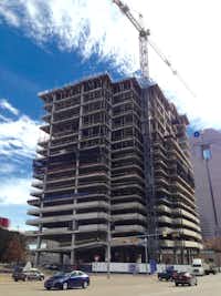 Baker McKenzie is looking at the new 1900 Pearl tower under construction in the downtown Dallas Arts District.Steve Brown