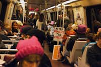 A Washington D.C. Metro car carrying protesters leaving the Women's March on D.C. Saturday January 21, 2017.&nbsp;Courtesy Anna Hanks