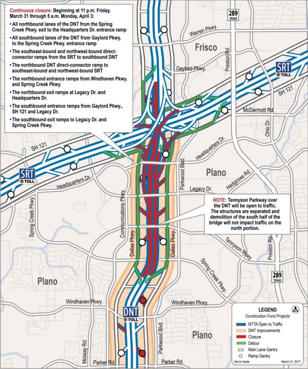 Prepare for snarled traffic on the Dallas North Tollway at the Sam