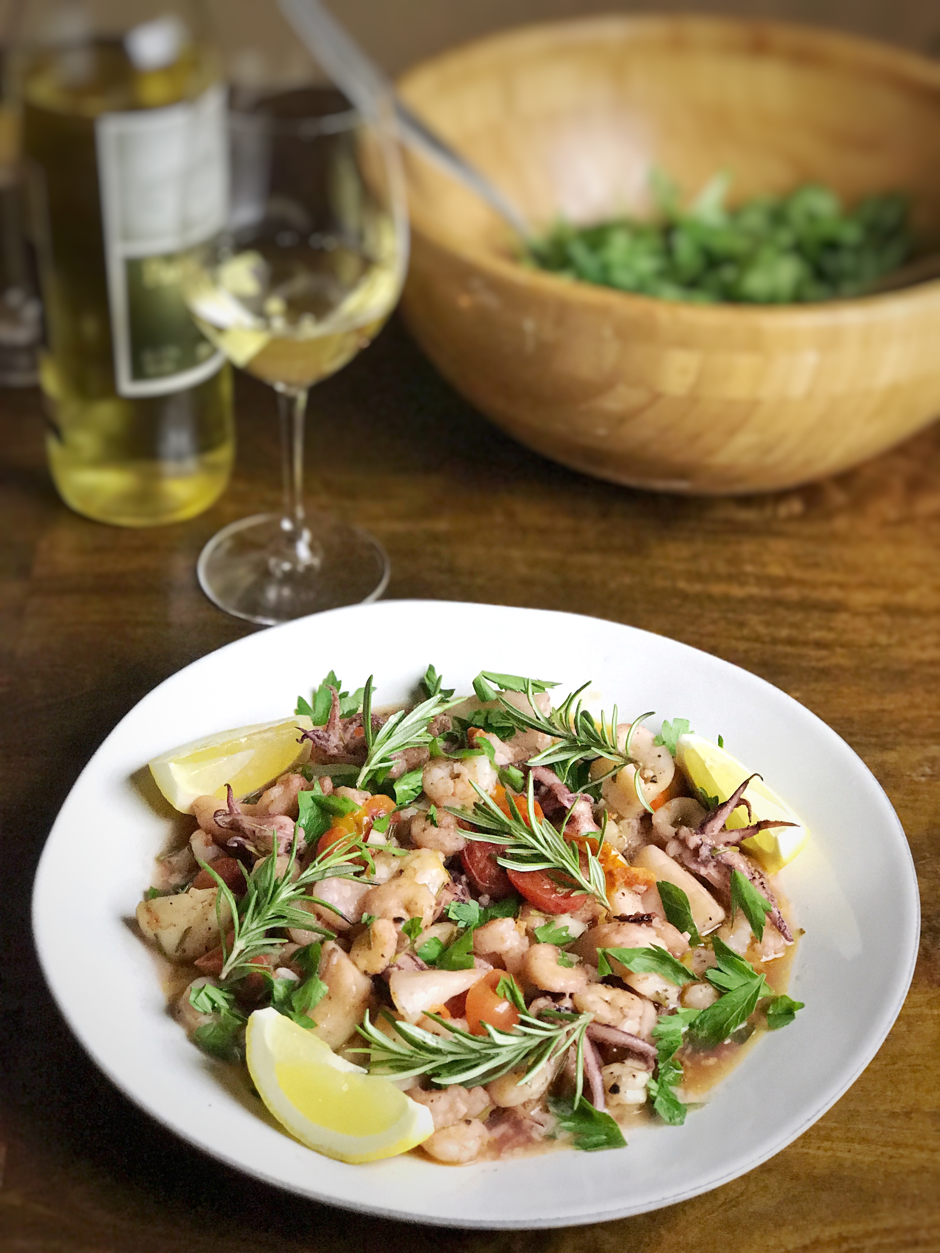 Easy seafood antipasto turns a simple pasta dinner into a special event