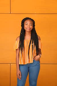 Olympia Kingdom poses for a photograph at the University of North Texas at Dallas campus in Dallas on Monday, July 31, 2017.(Rose Baca/Staff Photographer)