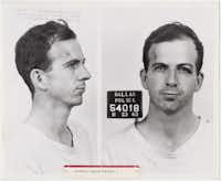 In 2013, to observe the 50th anniversary of President John F. Kennedy's death in Dallas, the National Archives digitized many materials relating to his assassination. These Dallas Police Department booking photos of Lee Harvey Oswald, taken Nov. 23, 1963, are among the images that had previously only been available in hard copy form. (Warren Commission, Aubrey Lewis Exhibit 1)(National Archives)