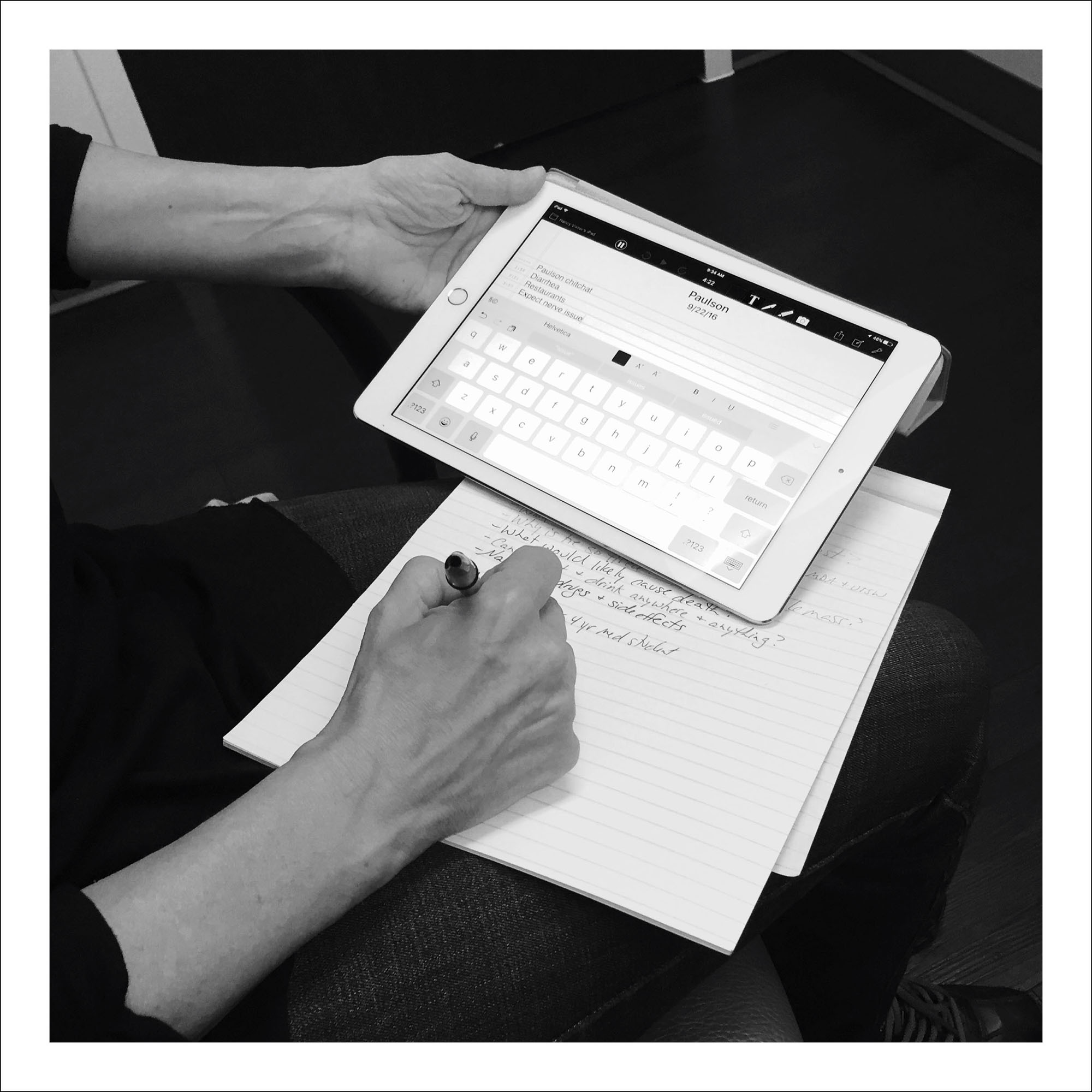 9/22/16 — [My wife] Nancy [Visser] the notetaker.(Guy Reynolds/Staff Photographer)