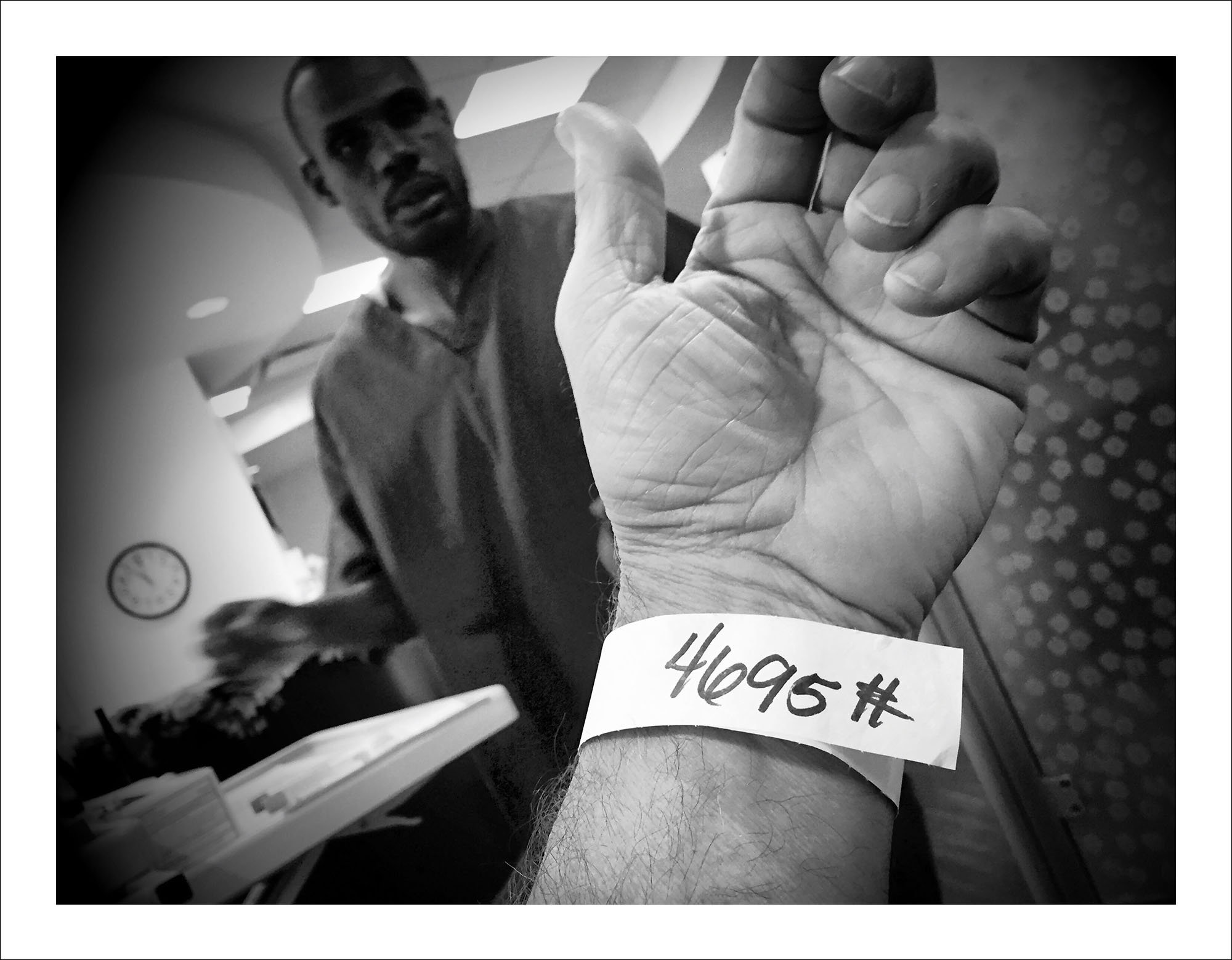 11/3/16 — Lab work with Carlos again. Door code wrist band. Dr. P said labs were improved again.(Guy Reynolds/Staff Photographer)