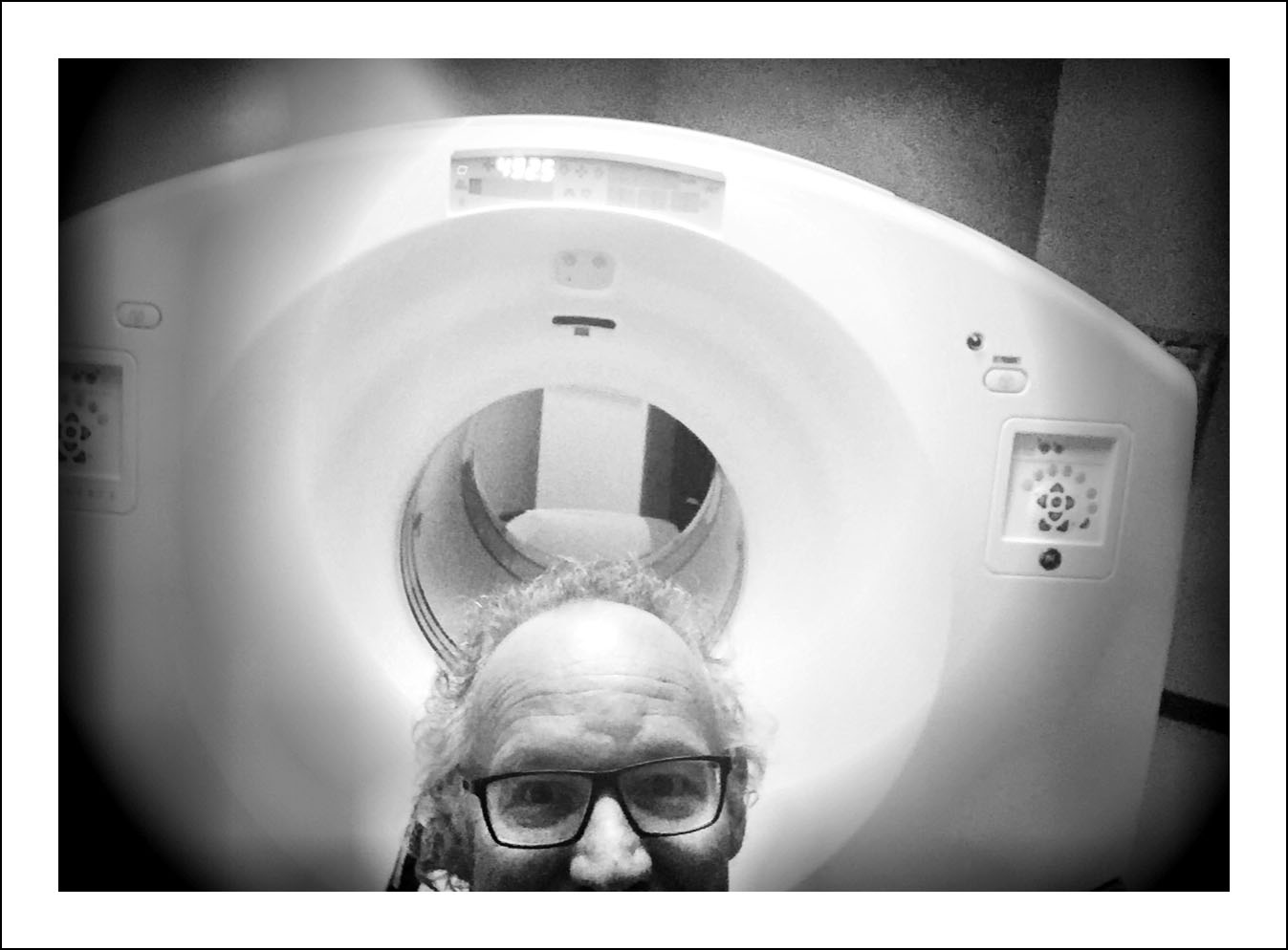 12/13/16 — PET scanner. 30 minutes on my back moving to and fro in that massive machine with my arms above my head. Had a terrible headache at the start and kept falling asleep during the scan. They had to wake me when it was over and the headache was gone. Karma.(Guy Reynolds/Staff Photographer)