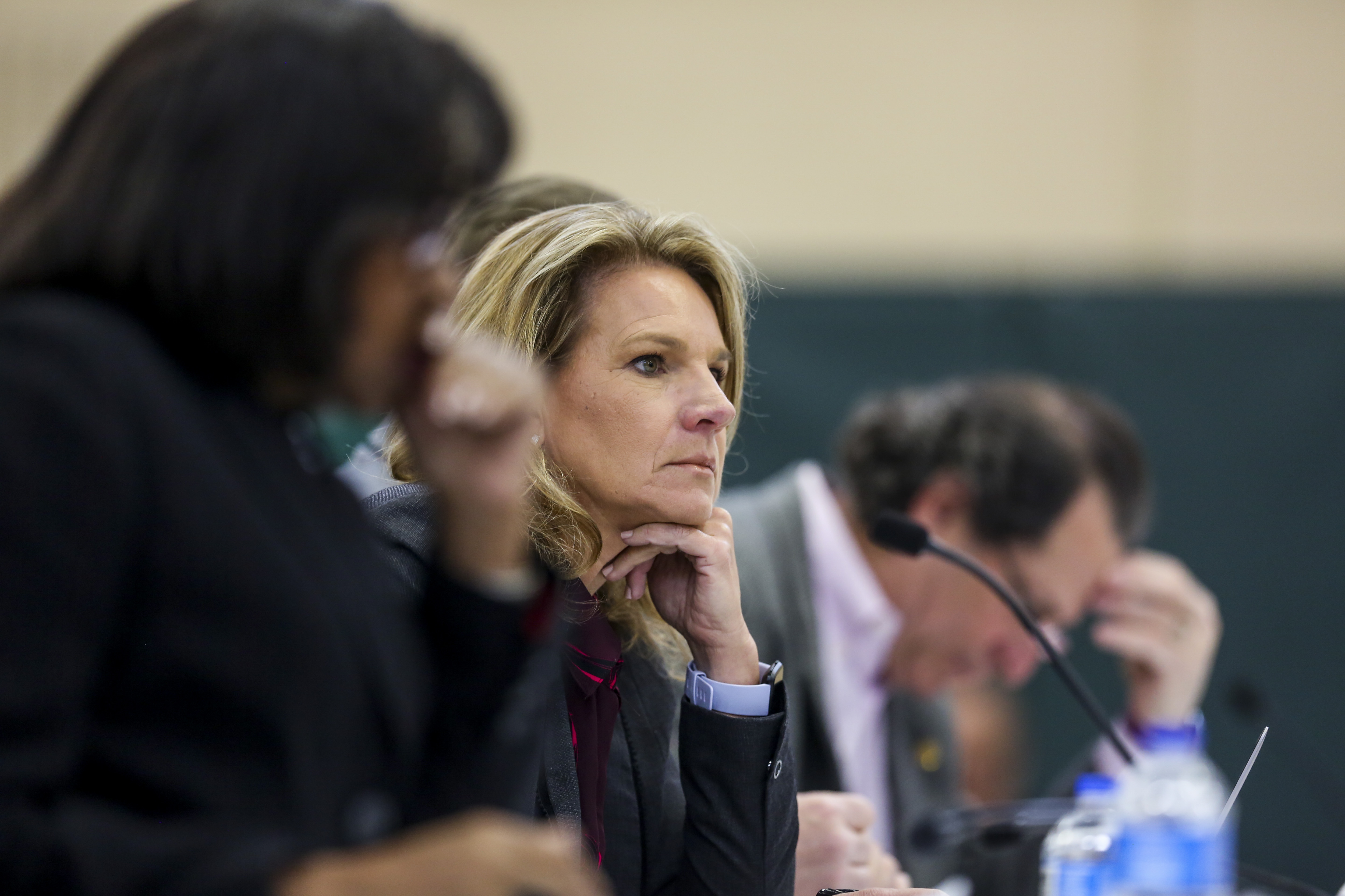 Dallas City Council member&nbsp;Jennifer Staubach Gates&nbsp;listens during a Dallas City Council meeting at Park In the Woods Recreation Center in Dallas on Wednesday, Feb. 13, 2019   .&nbsp;(Shaban Athuman/Staff Photographer)