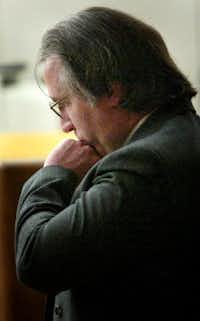 Patrick Murphy quietly reacts in November 2003 after a jury found him guilty of capital murder in connection with the Christmas Eve 2000 shooting death of Irving Police Officer Aubrey Hawkins. Murphy and six other violent prison escaped from prison and killed Hawkins during a robbery.(FILE PHOTO)
