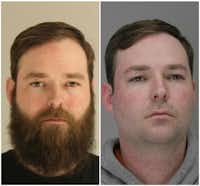Austin Shuffield was first arrested March 21 (left) on the original misdemeanor charges. A week later, he was clean-shaven for his re-arrest on a weapons charge.(Dallas County Jail)