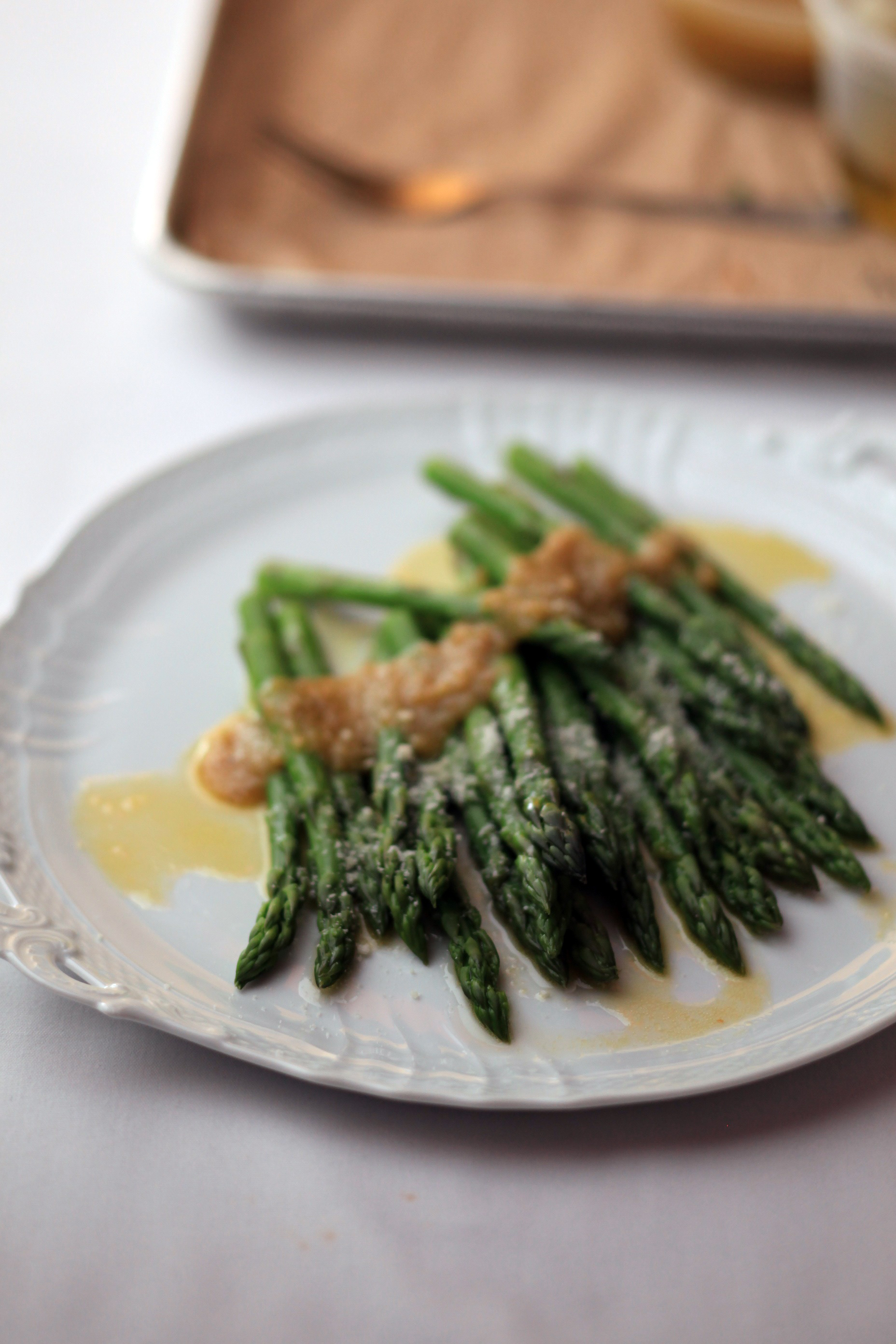 Mario Batali's Asparagus with walnutorange pesto and