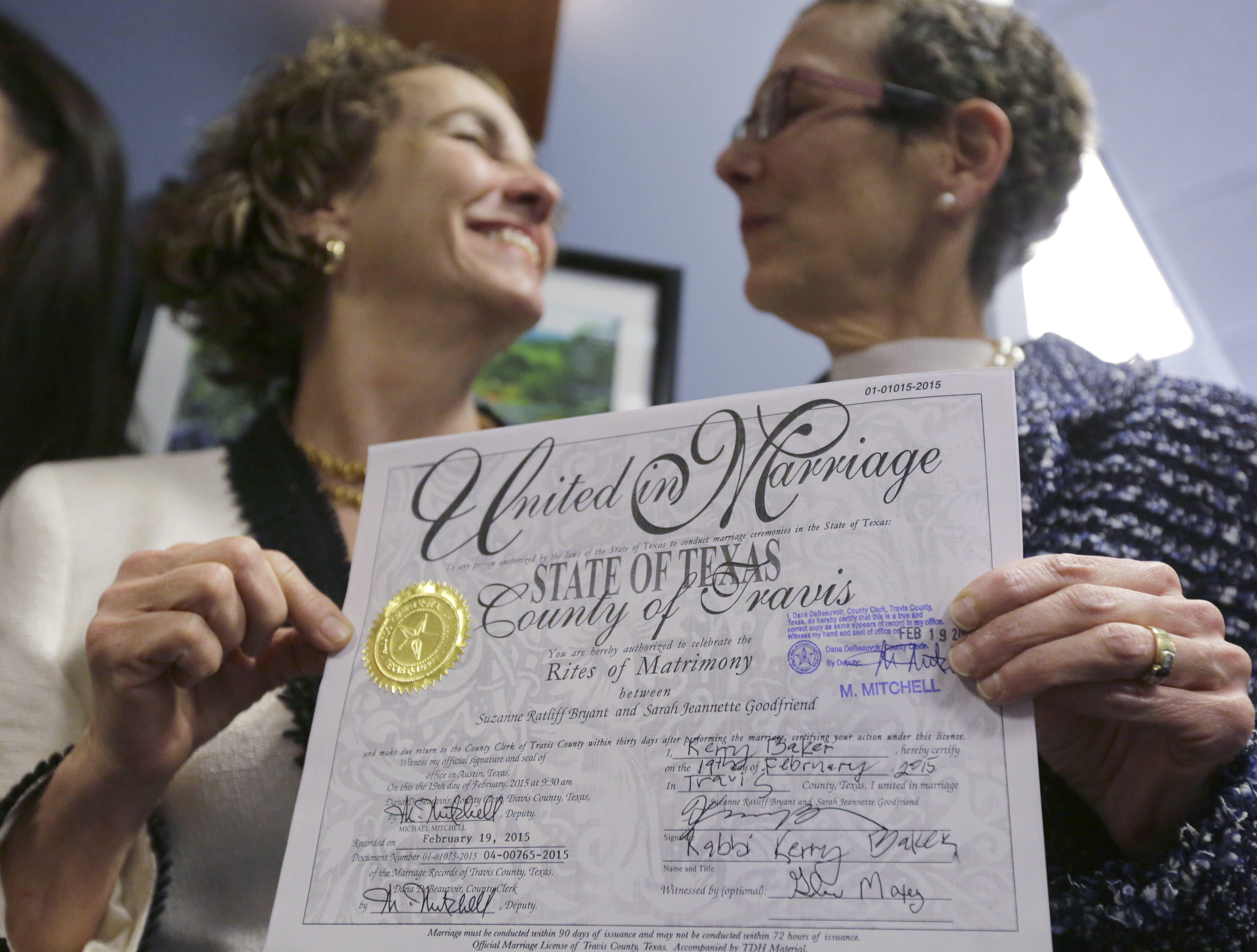 Texas Supreme Court stays other gay nuptials after 2 women