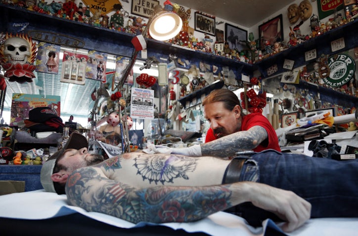Oliver Peck gets ready for Deep Ellum tattoo festival